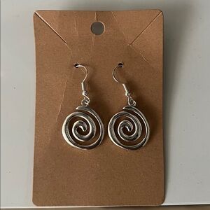 Silver Spiral Drop Earrings